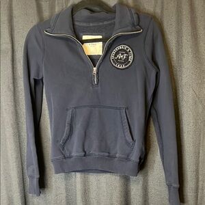 A&F Abercrombie & Fitch Navy Quarter-Zip Sweatshirt size SMALL